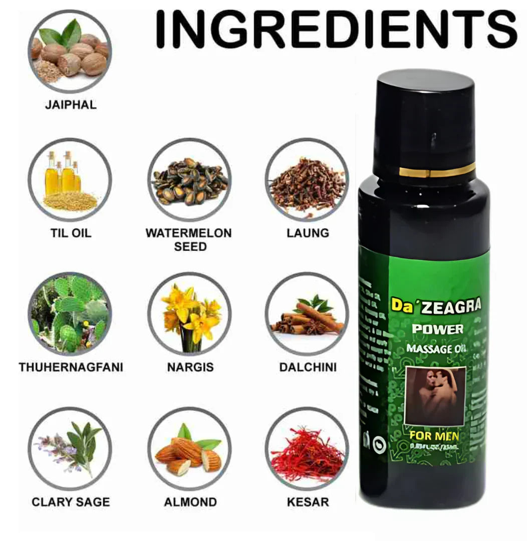 DA ZEARBAL POWER MASSAGE OIL - NEW FORMULA (Secrete Packing)